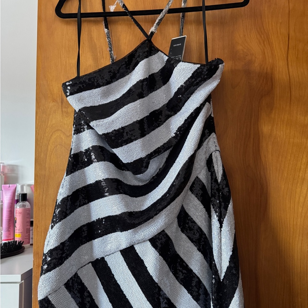 Ralph Lauren Black and Silver Striped Maxi Dress